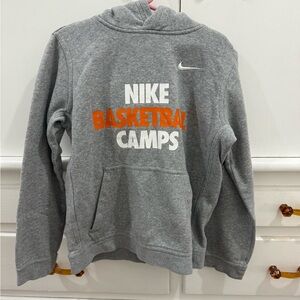 Nike Gray Hoodie with Orange and White Print